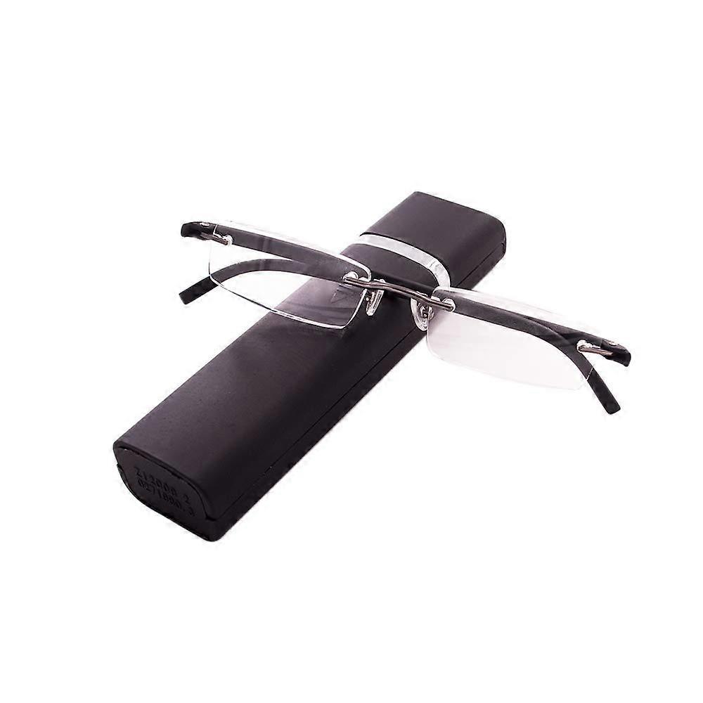 Ultralight TR90 Frameless Reading Glasses with Case for Men and Women - Black +1.0 Diopter Reading Aid