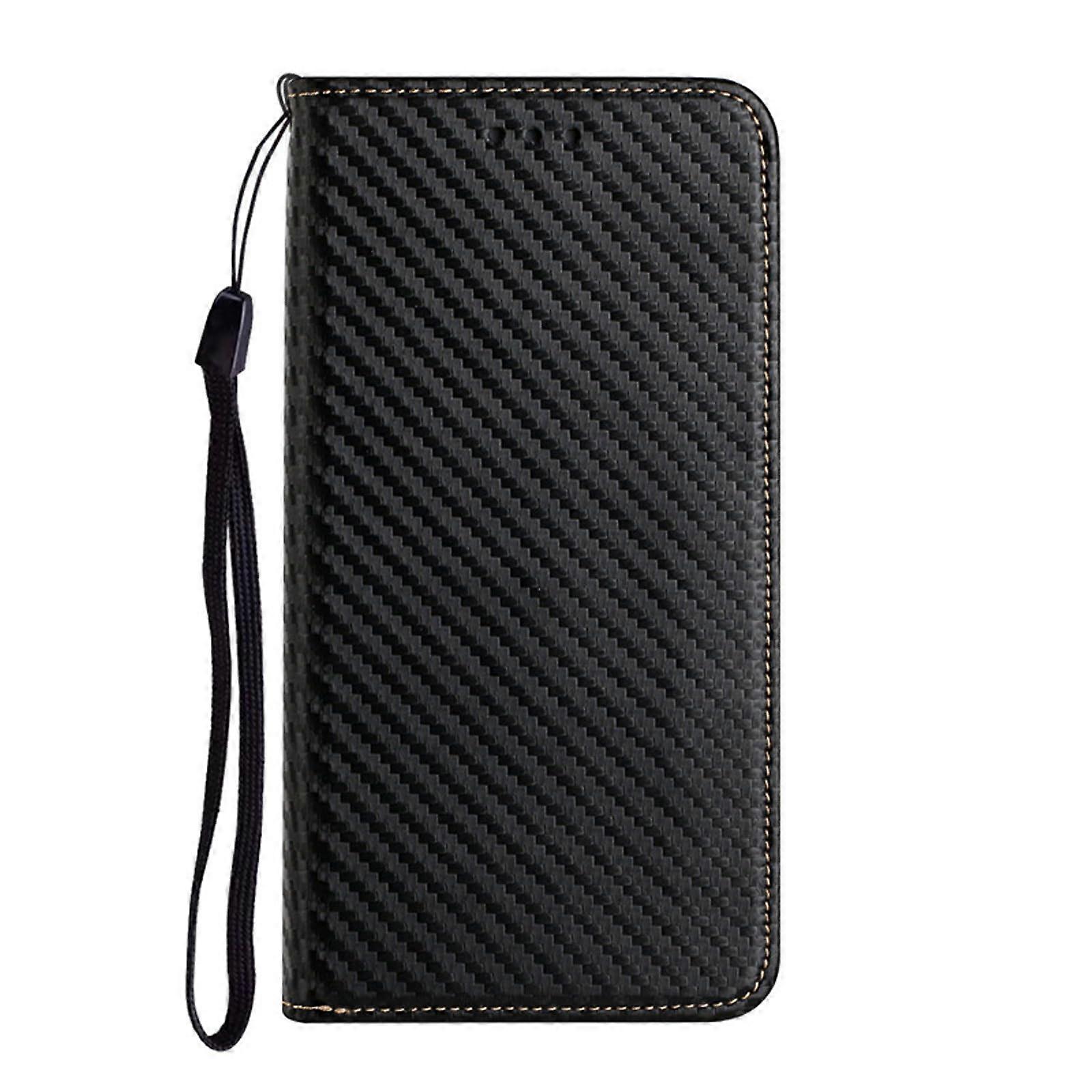 Samsung Galaxy S24 Ultra/S24 Plus/S24 Wallet Case, Business Style Carbon Fiber Leather Case with Card Slots, Foldable Stand Function, Black, S24 Plus