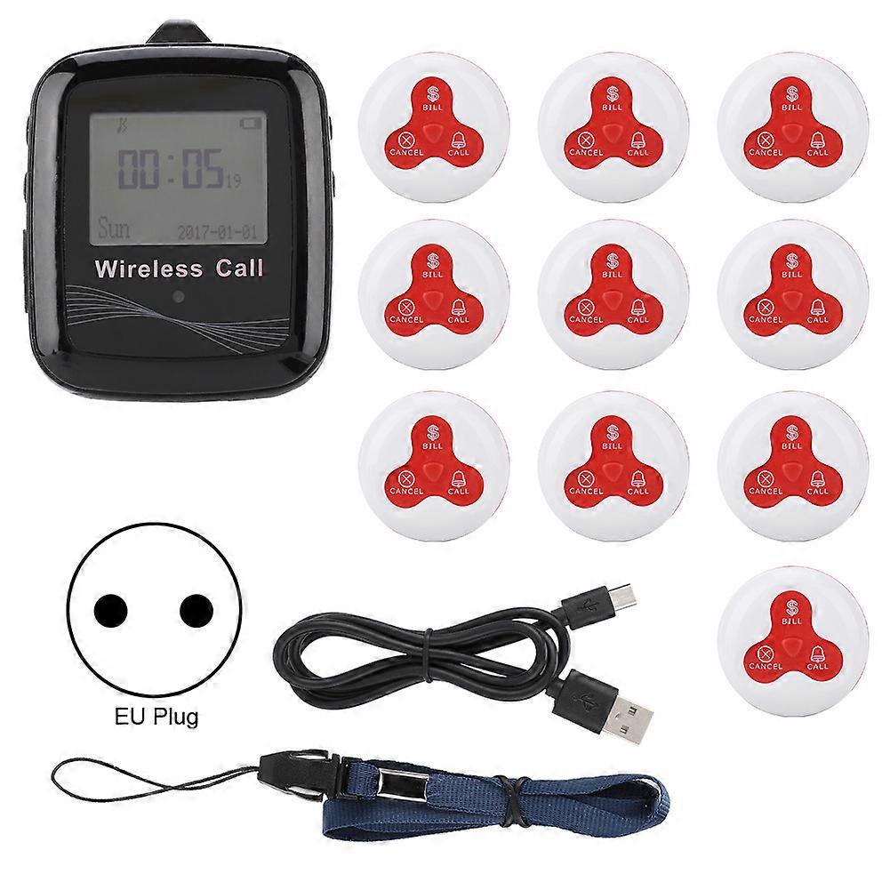Restaurant Paging System Black Mobile Receiver 10 White Red Silicone Pager