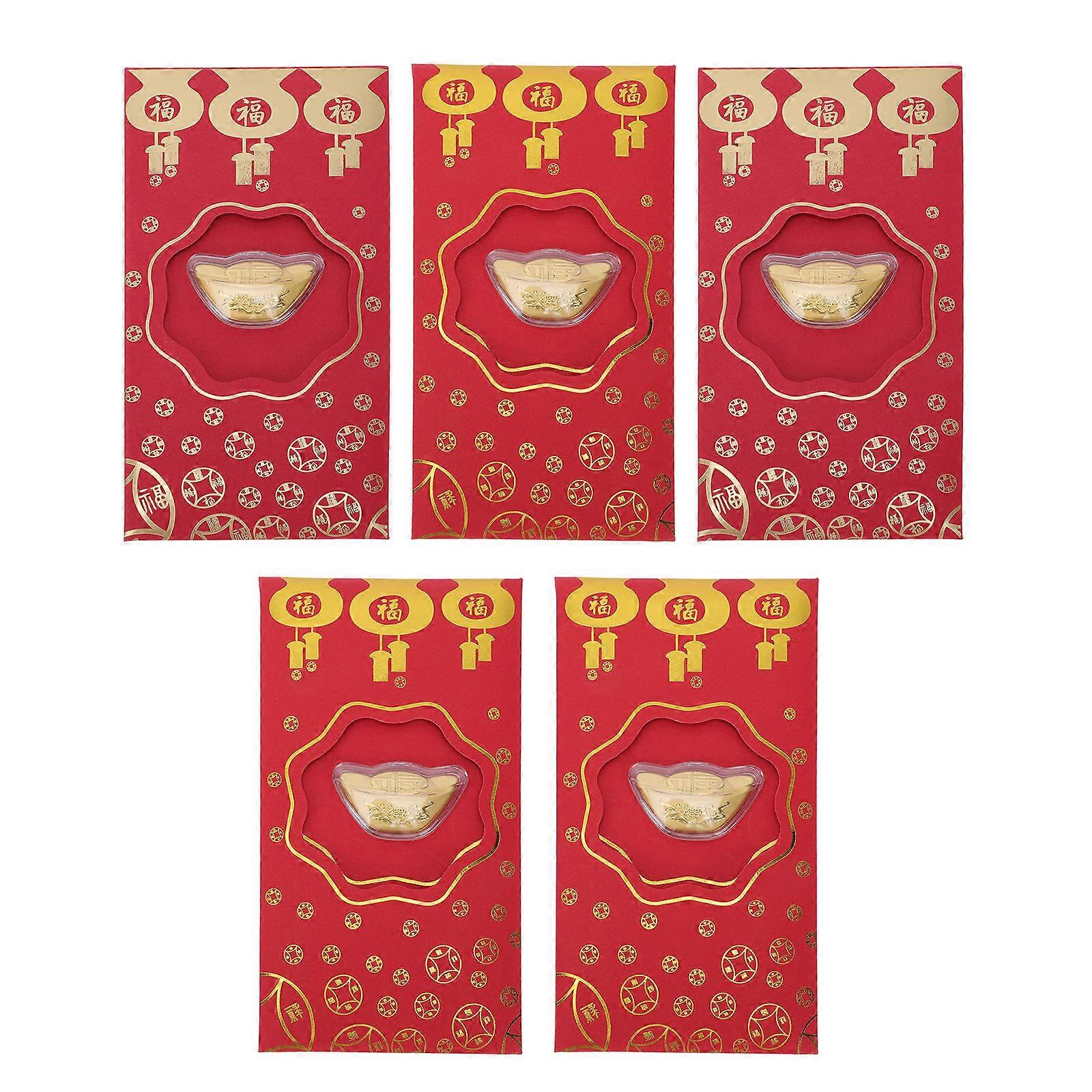 Lucky present Red Packets Currency Storage For Chinese New Year 6.7×3.5×0.4in 5Pcs
