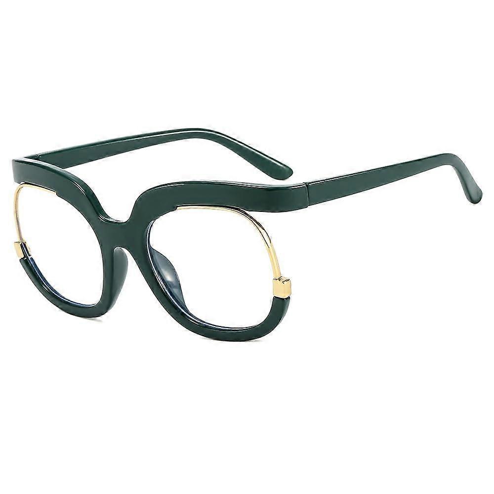 Lunettes de lecture d’ordinateur rondes bloquant la lumière bleue, lunettes anti-fatigue oculaire, lunettes de lecture, miroir à lumière plate surdimensionné (Couleur : Vert, Taille : 250)