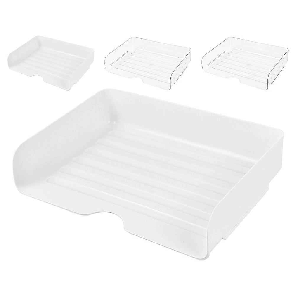 Stackable 4 Piece Desk Organizer Set with Storage Drawers and File Box for Office, Home, and Library Use