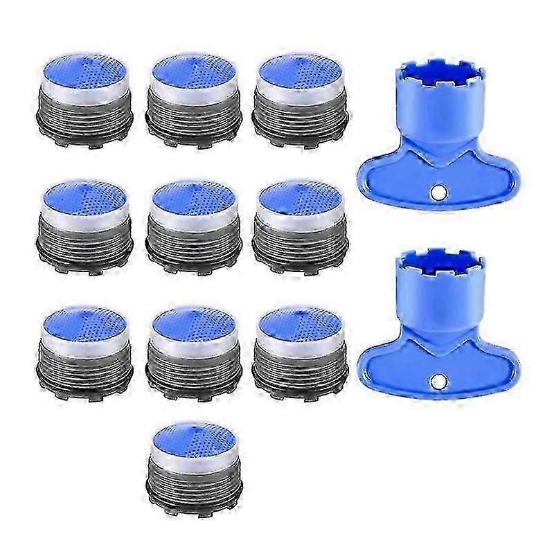10PCS Faucet Aerator Replacement for Sink Faucet Flow Restrictor, Kitchen Bathroom Cache Aerators with 2Pcs Removal Tool--GrayBlue