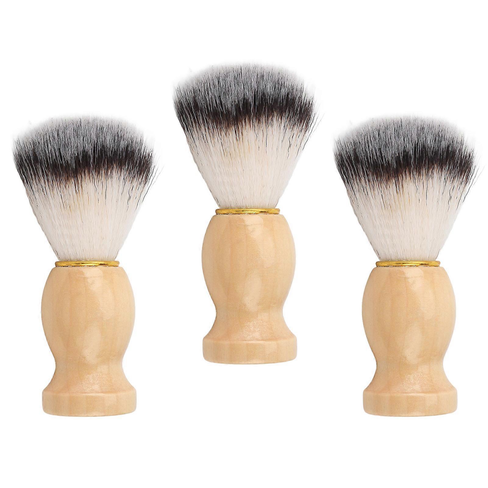 3pcs Men Beard Cleansing Brush Soft Hair Wooden Handle Rich Foam Beard Grooming Brush for Daily Use