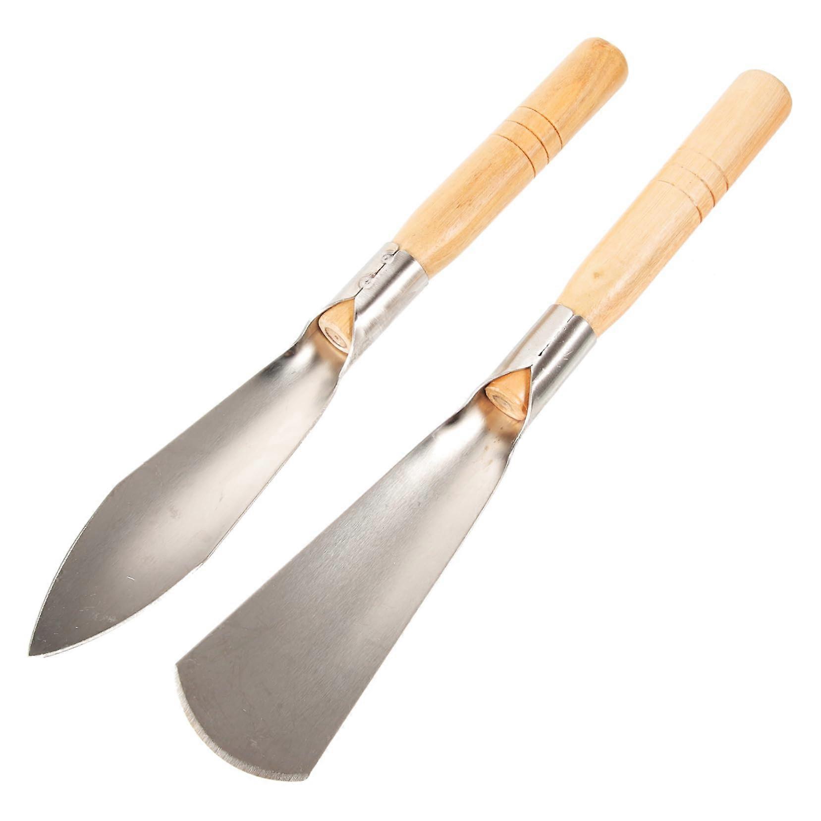 Garden Hand Trowel 2-Piece Set With Wooden Handle Small Planting Trough For Planting Transplanting And Weeding