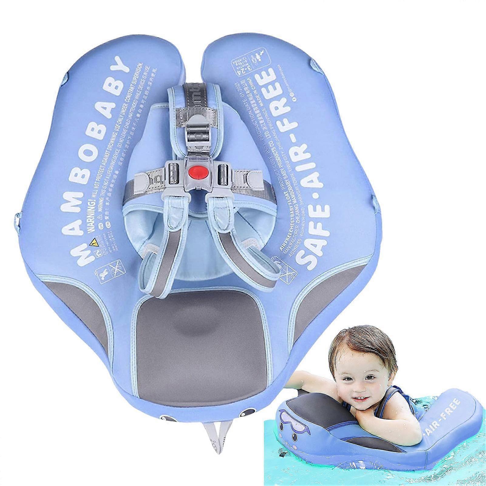 Noninflatable baby swim float with safety seat, lightweight infant swimming aid with sun protection, floating