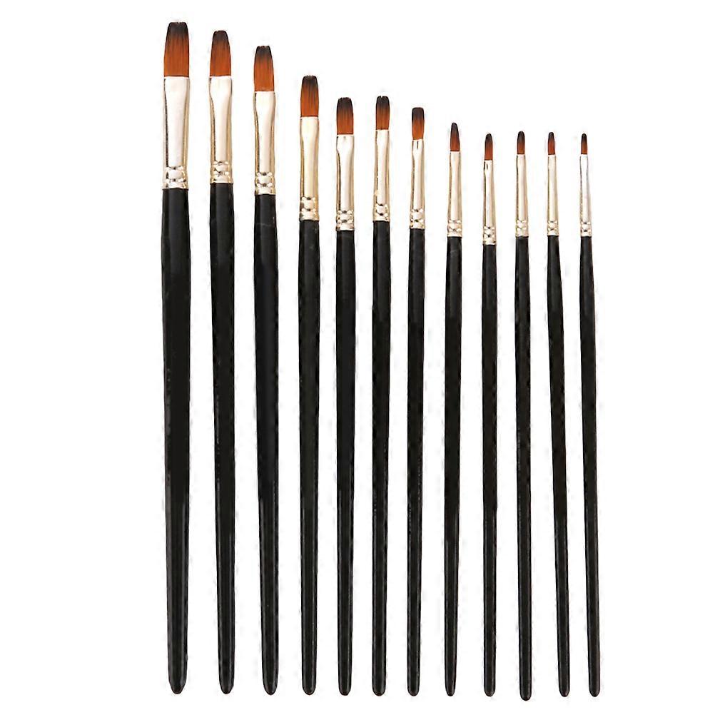 12 Piece Nylon and Wooden Handle Paintbrush Set for Fine Details or Large Areas