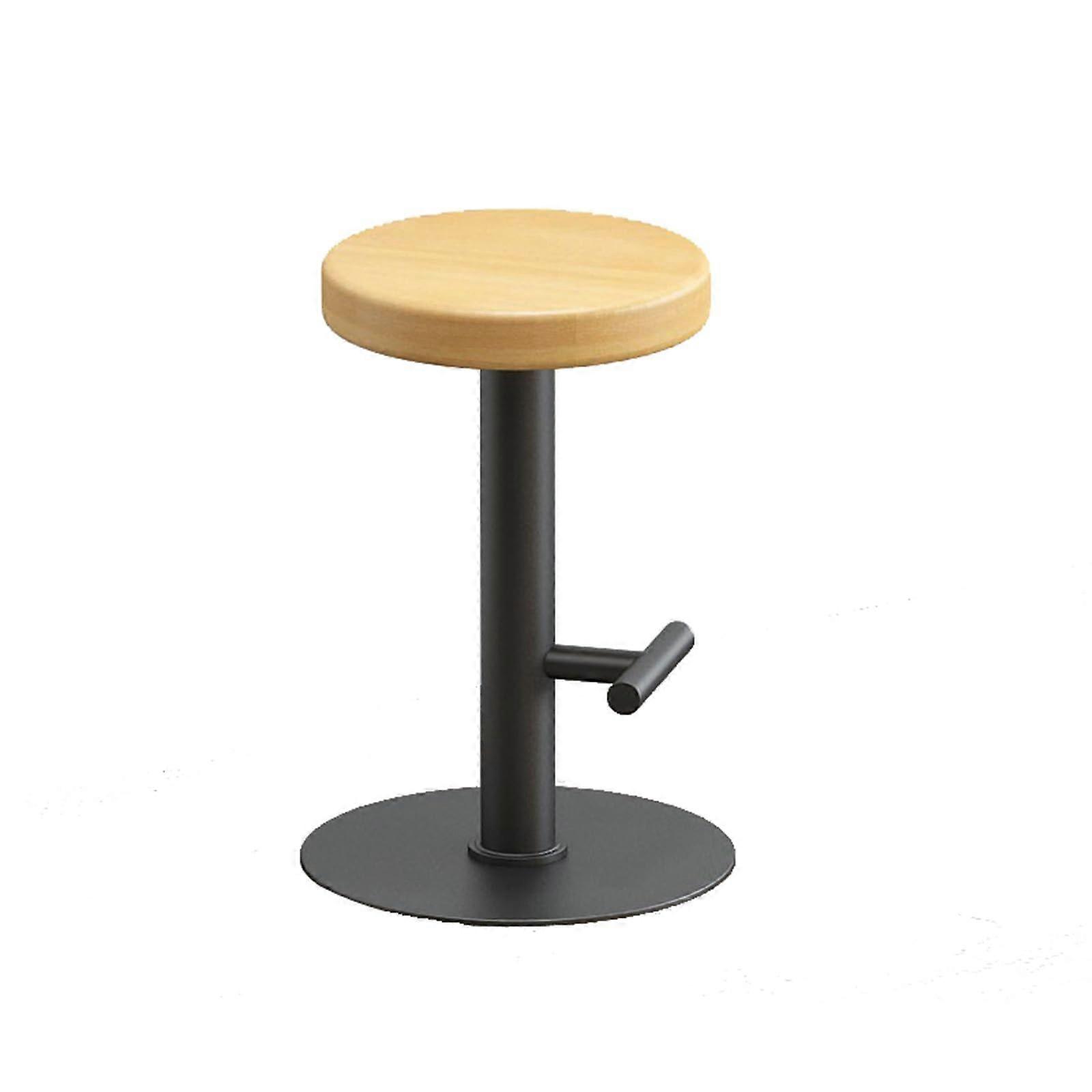 Swivel Round Small Stool, Solid Wood and Iron, Rotating for Home, Caf (Black, 70cm)