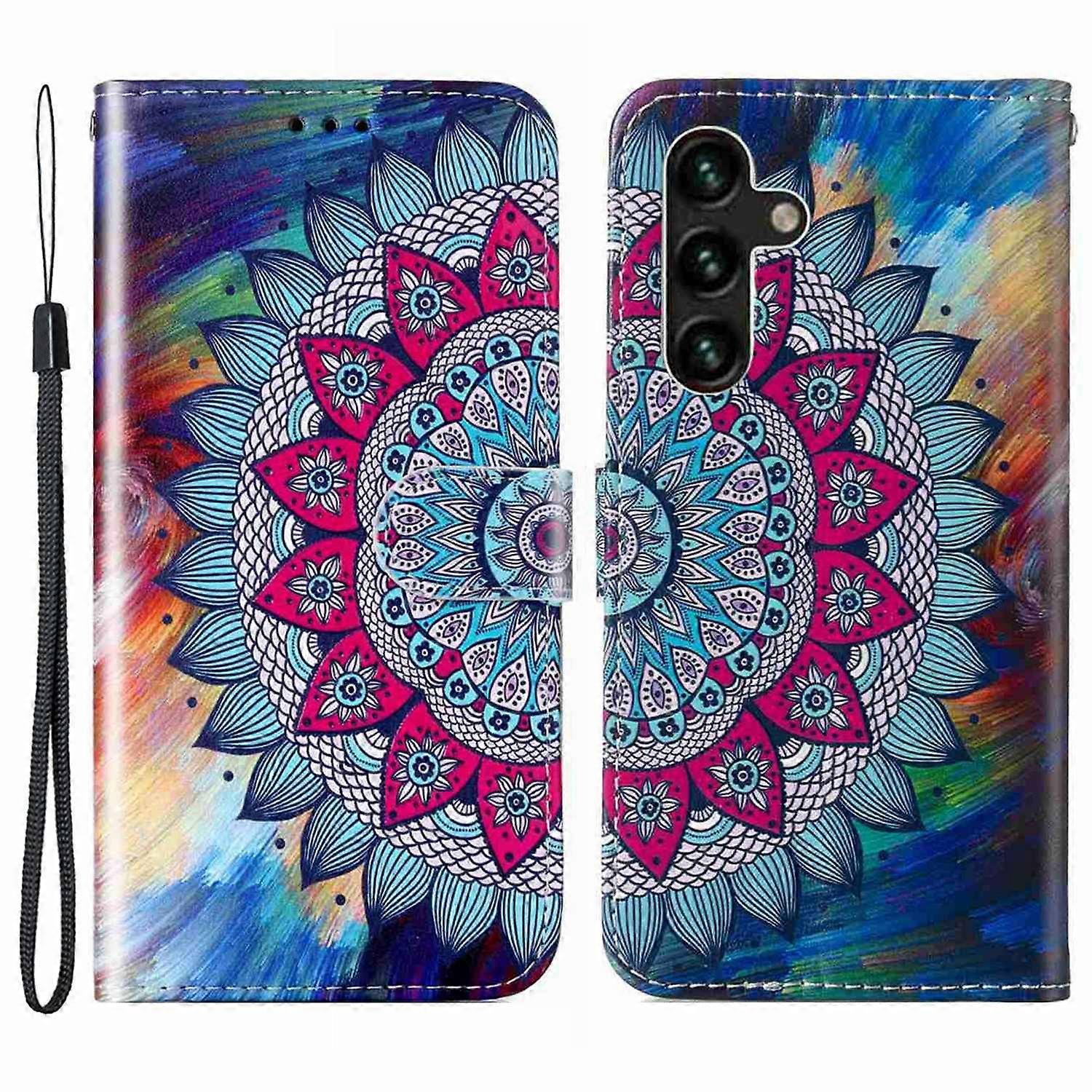 For Samsung Galaxy S25 FE Case Pattern Leather Wallet Phone Cover with Strap