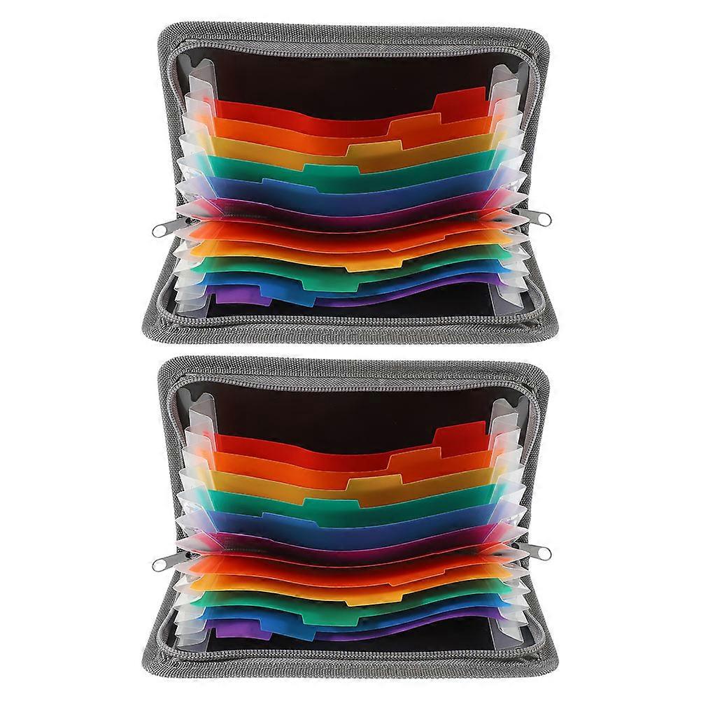 2pcs Expanding File Folder Accordion Organizer for Receipts Cash Coupon with Zippered Wallet for Men and Women