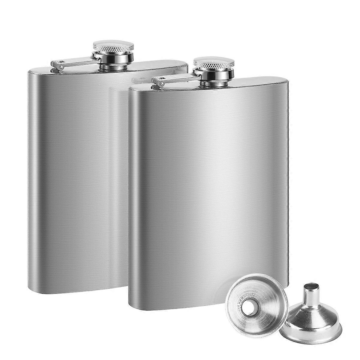 Stainless Steel Flask Rectangular Shape For Men Precision Welded Seams 2Pcs