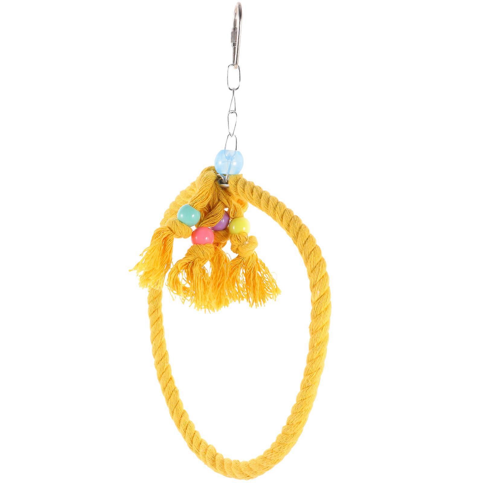 Parrot Rope Swing Cage Hanging Stand Bird Perch Circle 1 Set