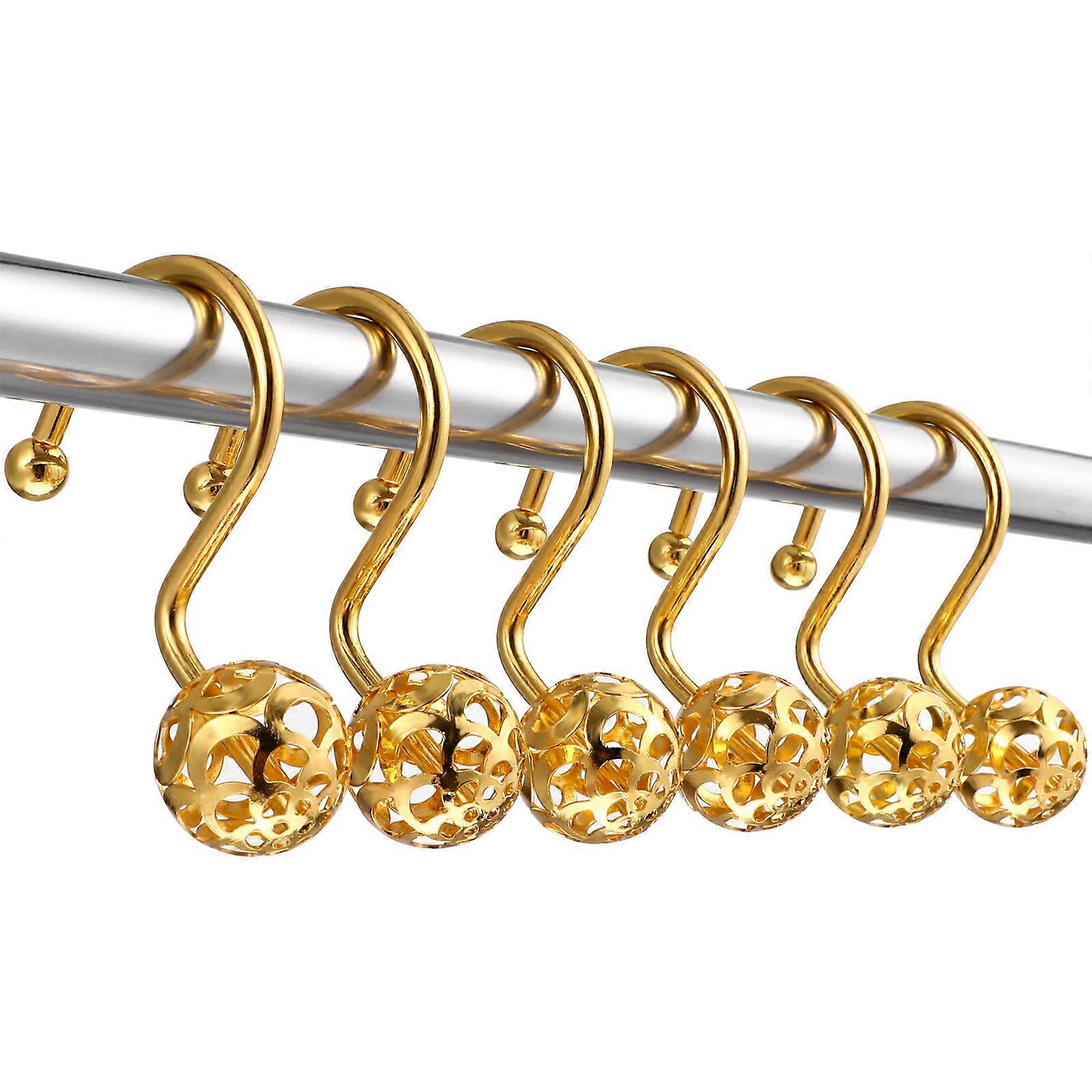 12 Pcs Electroplated Shower Curtain Hooks Smooth Sliding Single Design for Shower Curtain Decoration