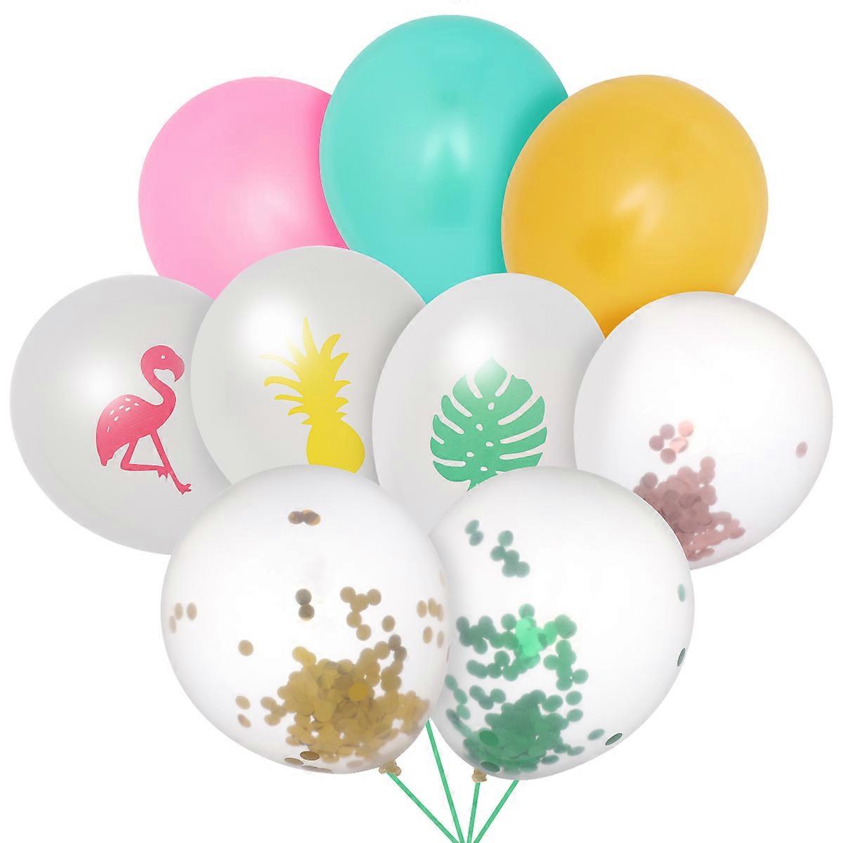 Hawaii Party Balloon with Tropical Flamingo and Pineapple Design Assorted Color 12 inch