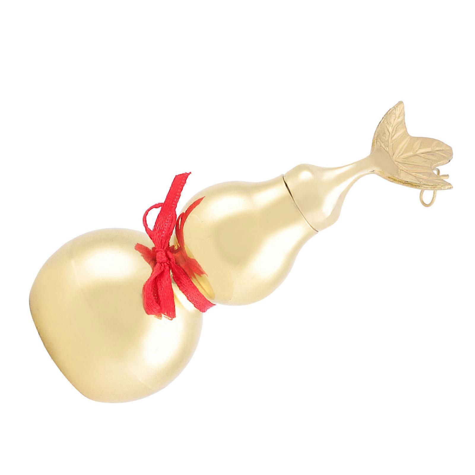 Traditional Chinese Feng Shui Brass Gourd with Leaf Smooth Surface Open Cover Decoration