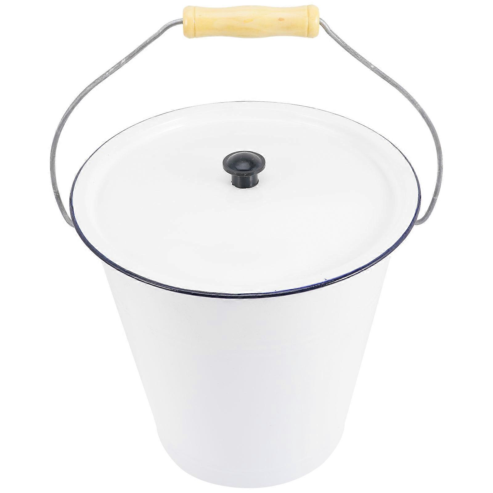 Fire Buckets With Lid Enamel Pail Leaf and Branch Combustion For Temple Capacity 5.5L 1Pack