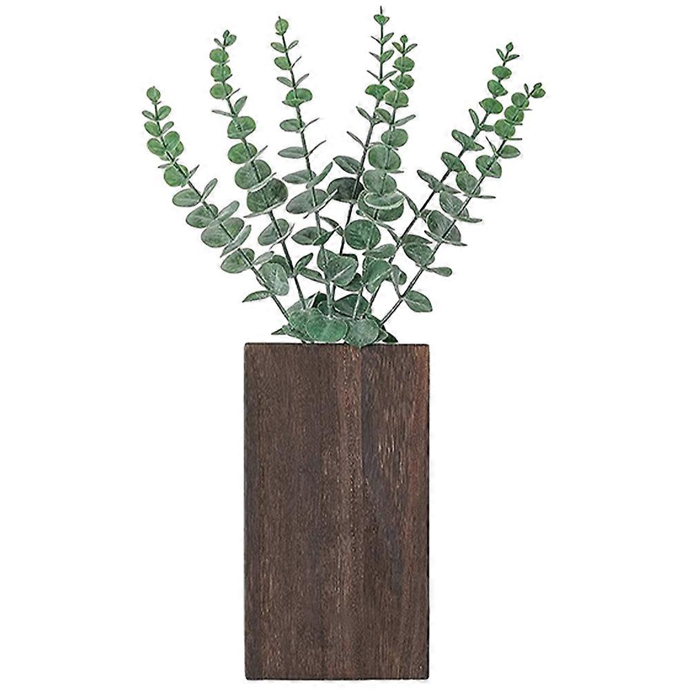 Farmhouse Decoration with Realistic Artificial Hanging Plant Basket in Coffee Color for Home Use Wood Plastic 7.5 Inches