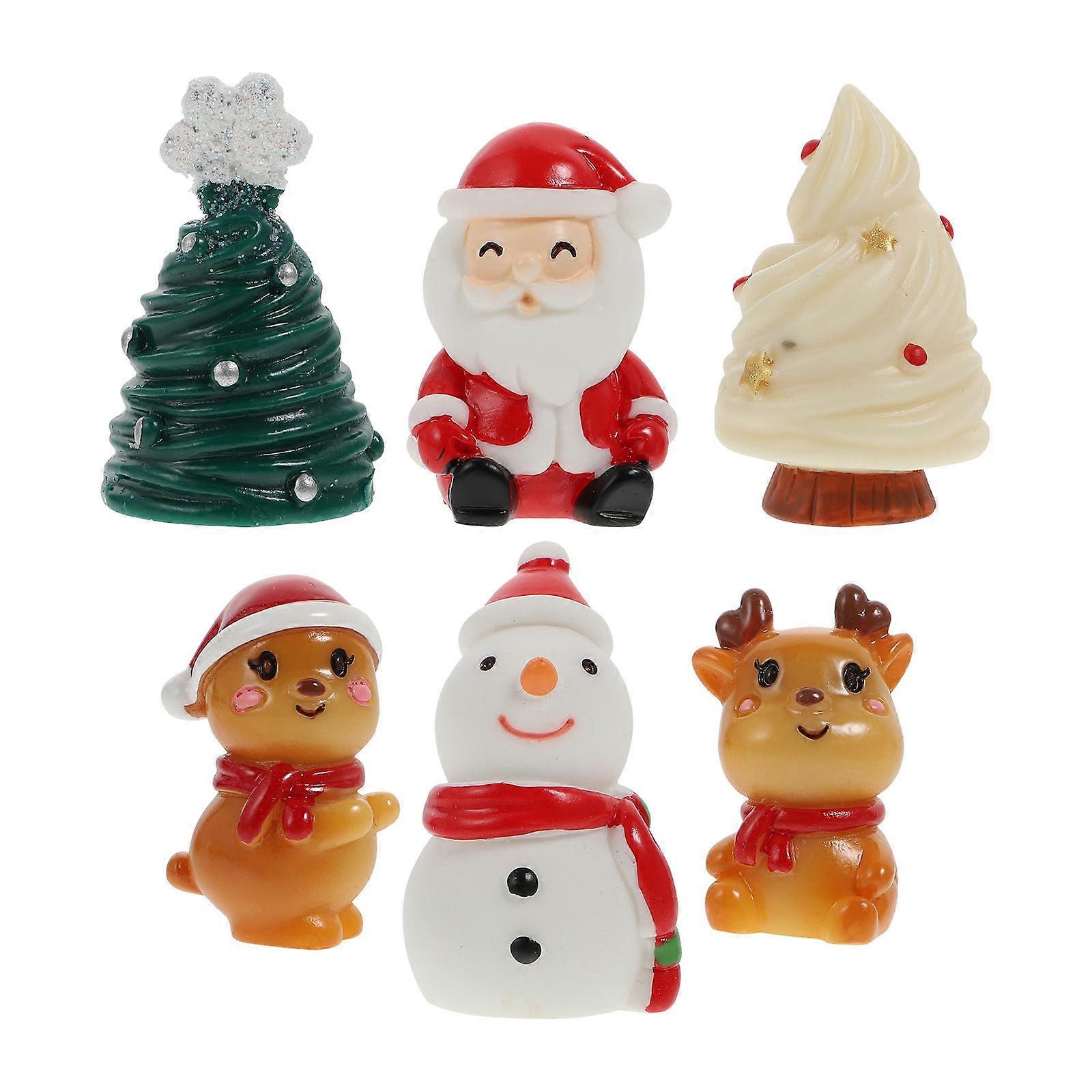 Mini Resin Presents 6Pcs Christmas Design Ornaments For Children's Gifts Assorted Color Adorable Features