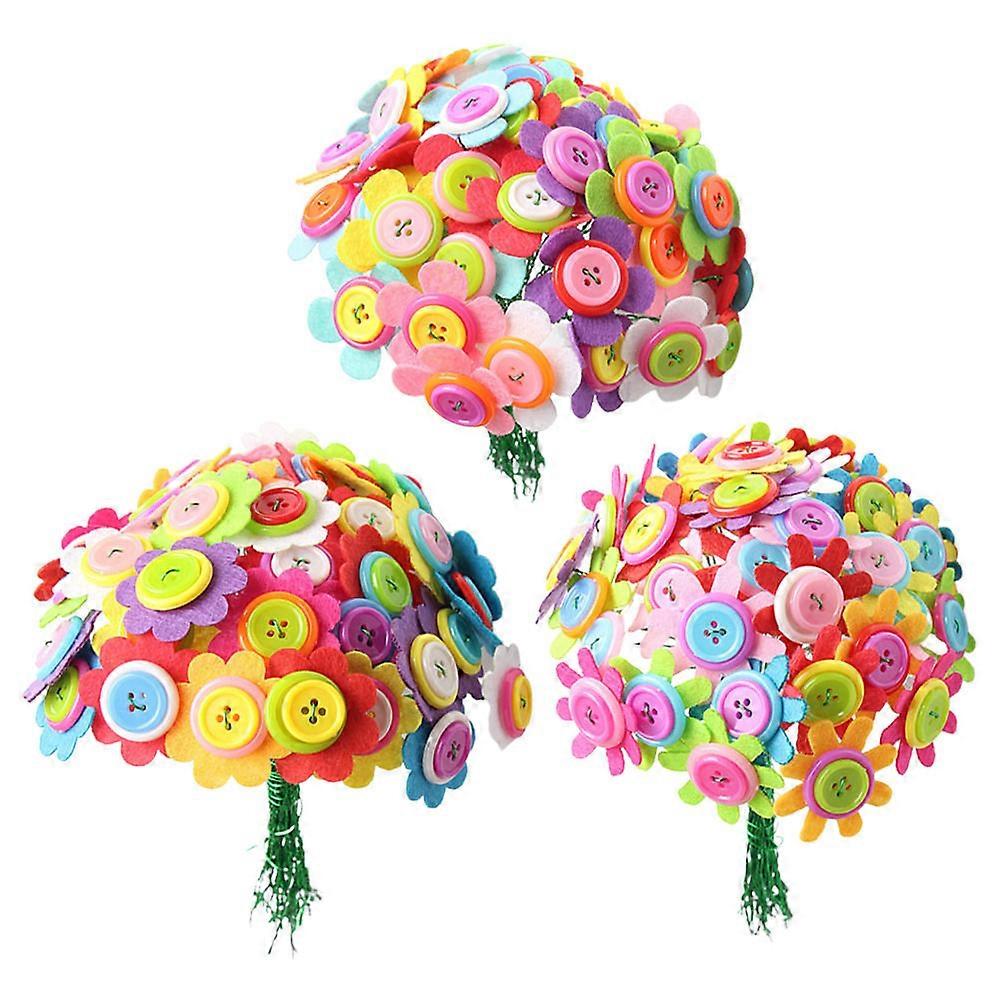 DIY Buttons Bouquet for Educational Use Cloth Flower Craft Sets Sunflower Carnation Flower