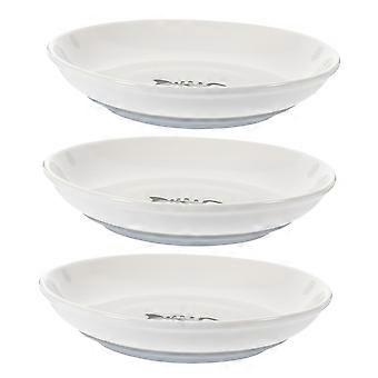 3-Piece Ceramic Cat Food Bowls With Non-Slip Silicone Bottom, Flat Bowls For Cat Food And Water, Small Cats And Kittens