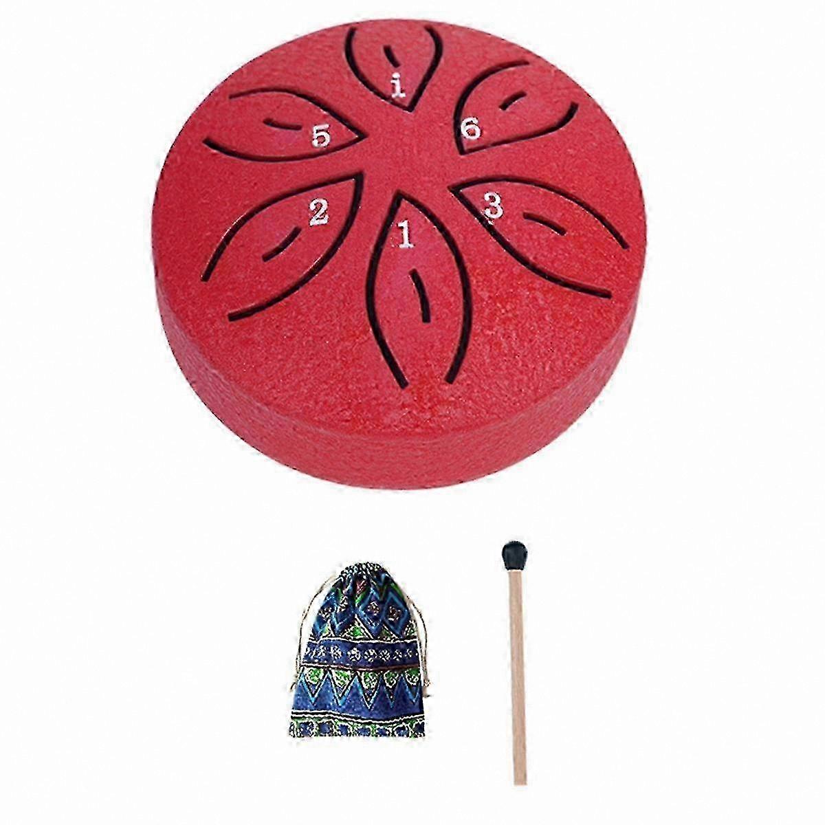 Tambor de língua de aço de 6 notas com marretas acolchoadas, instrumento de percussão de 3 polegadas para uso externo