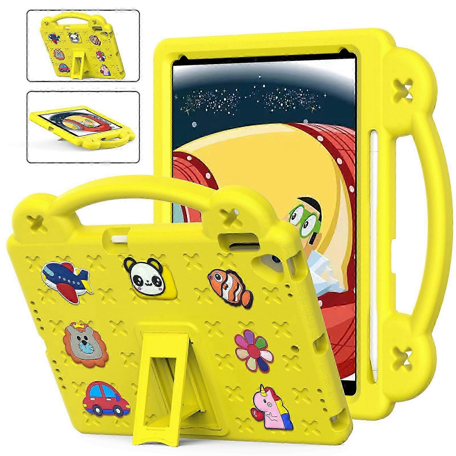 Ipad case for Ipad 10.9 (2022) kids tablet case shockproof light drop bracket tablet case with large handle and sturdy case. (Yellow)