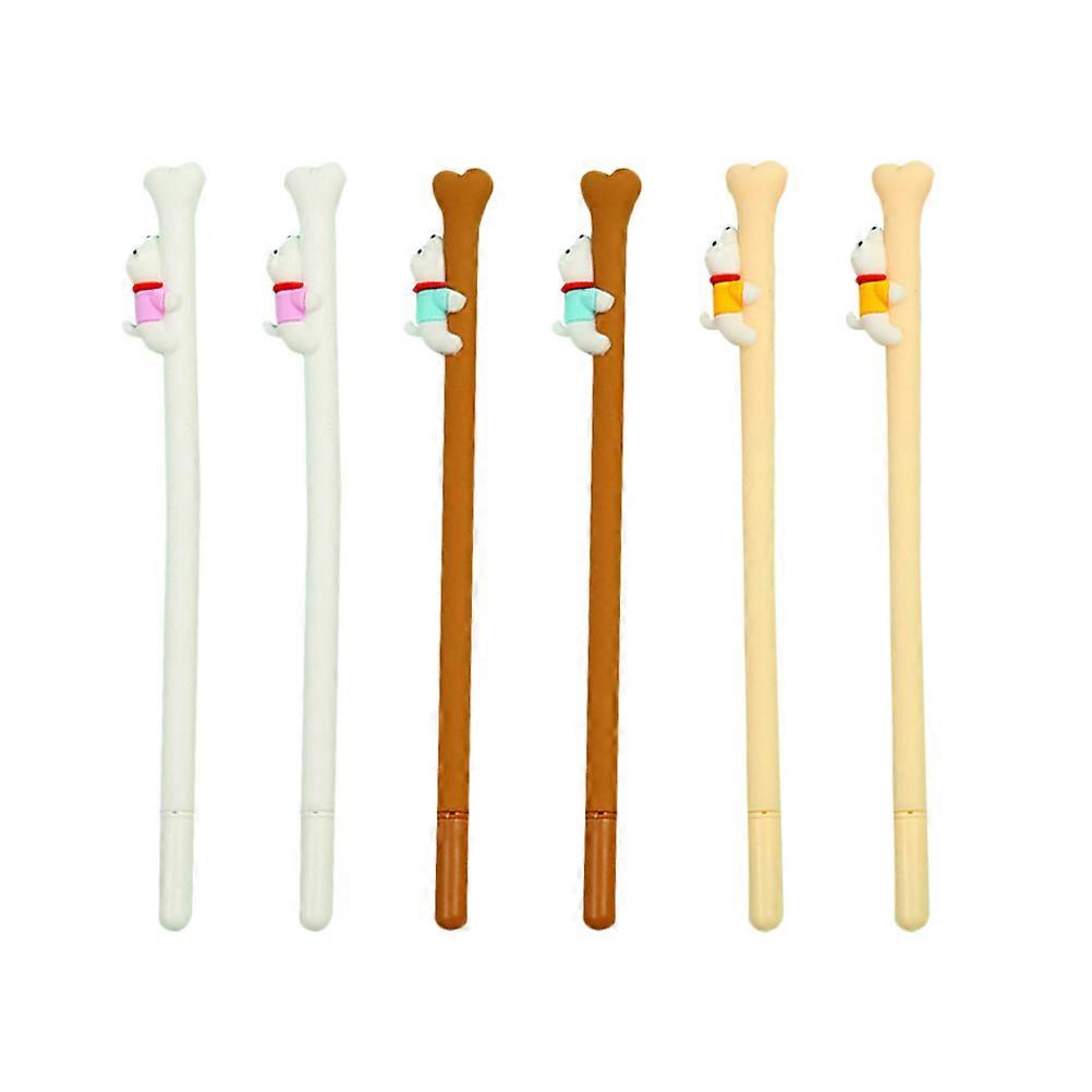 Plastic 6Pcs Black Gel Pens For Stationery In Bone Shape With Smooth Writing Function For Students