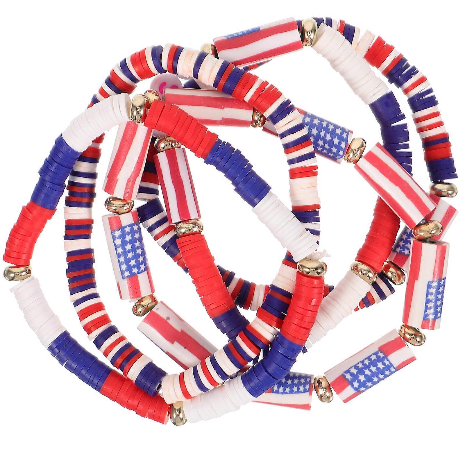 Polymer Clay Charm Bracelet Set for Independence Day Decoration Multi Color 5 Pieces