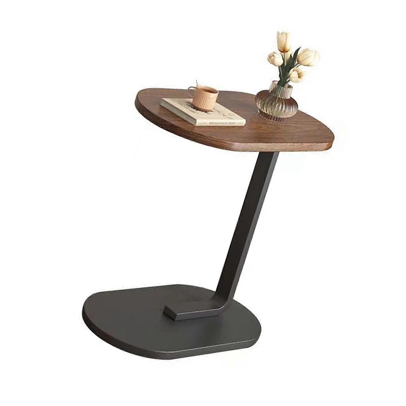 Modern Portable Sofa Side Table Walnut Color Black Frame 2.6kg