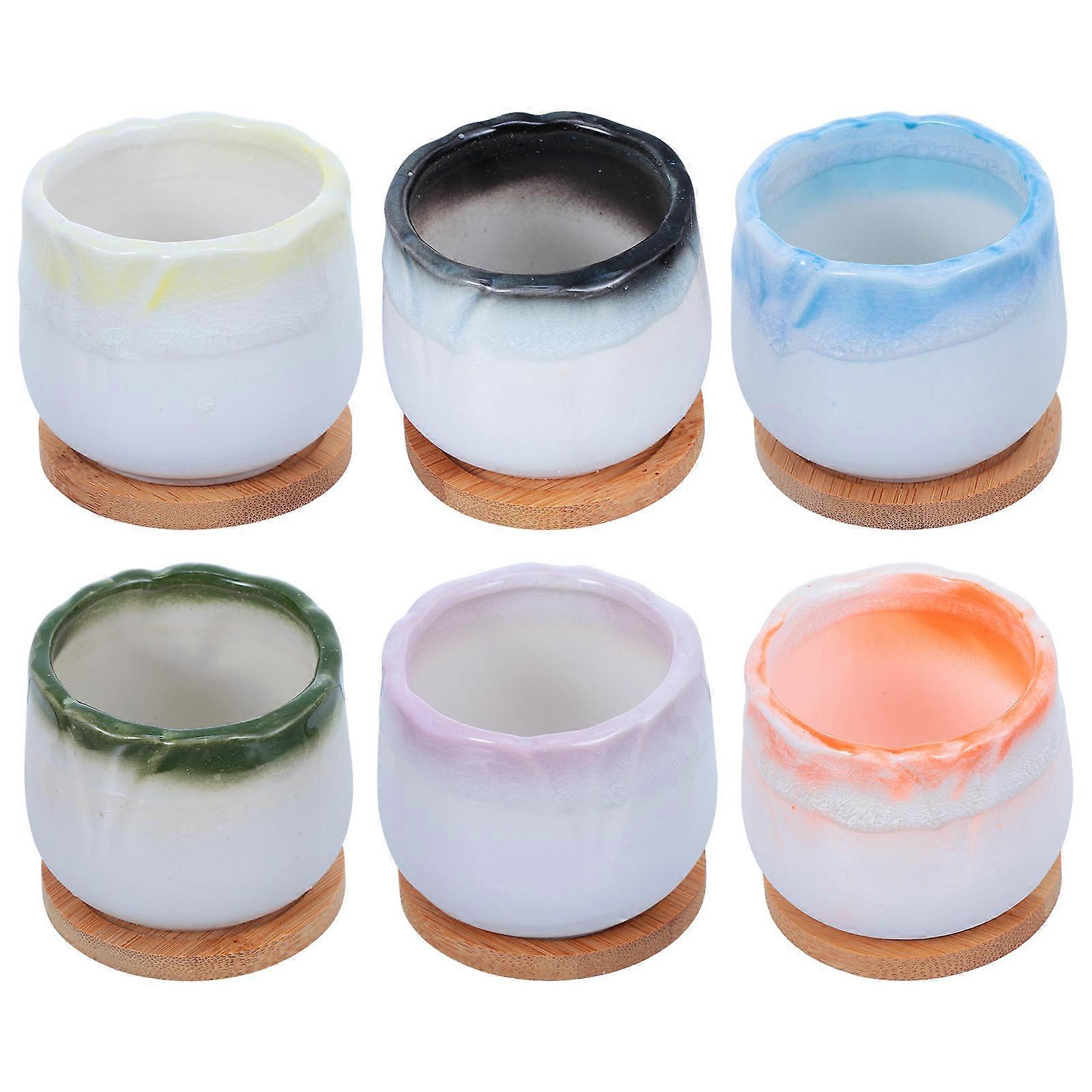 Ceramic Succulent Plant Pots Set of 1 Ideal for Flowers Planting Assorted Color Durable