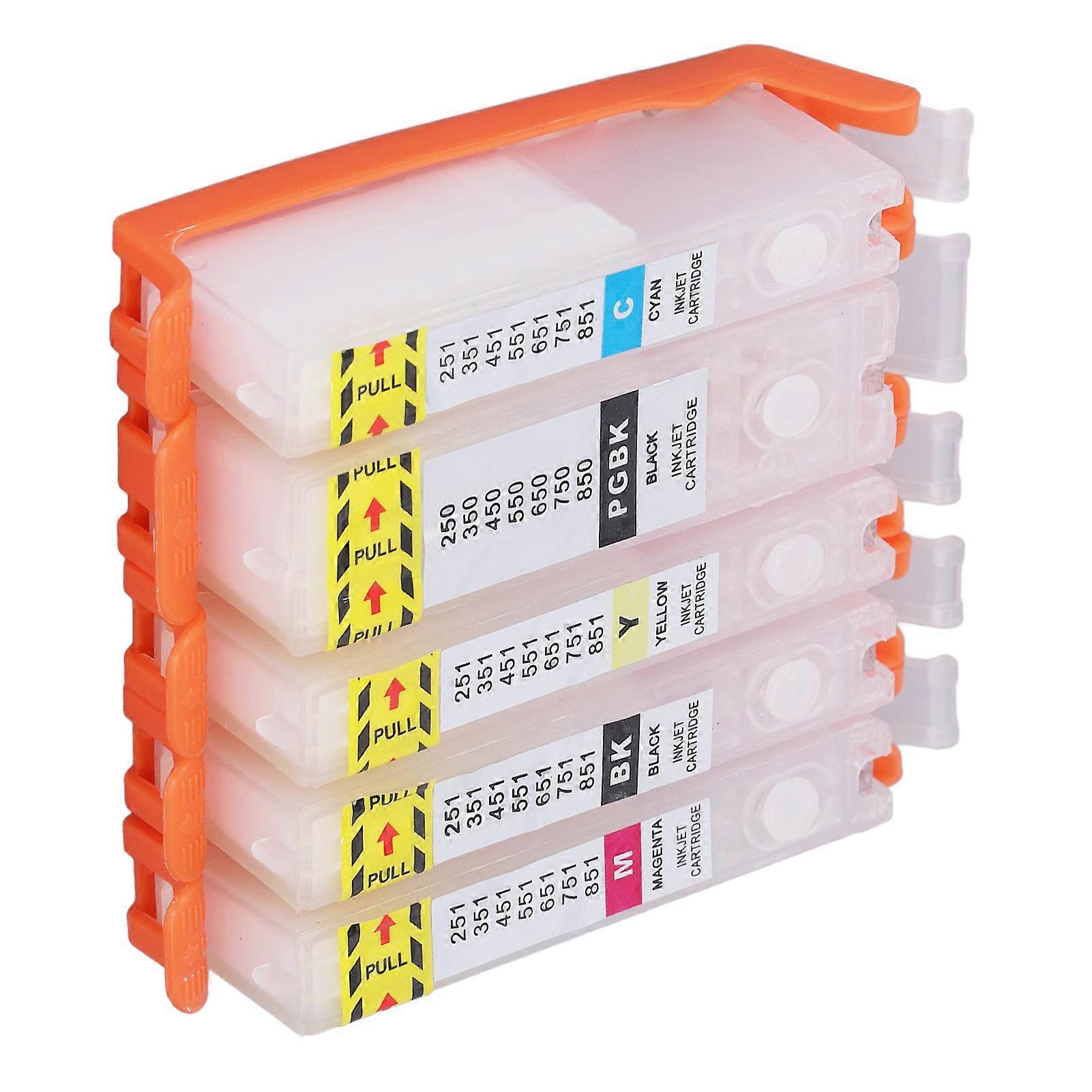 5Pcs Ink Cartridge Reusable Smoothly Ink Output 5 Colors PGBK BK C M Y Printer Cartridge 150 151 