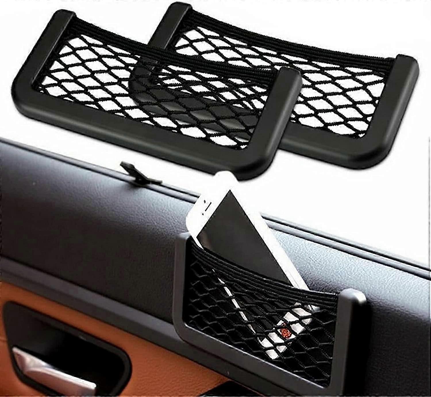 2Pcs Car Net Pocket Car Storage Mesh Bag Car Storage Net Small Car Storage Pocket Elastic Storage Net for Car, 15*8cm