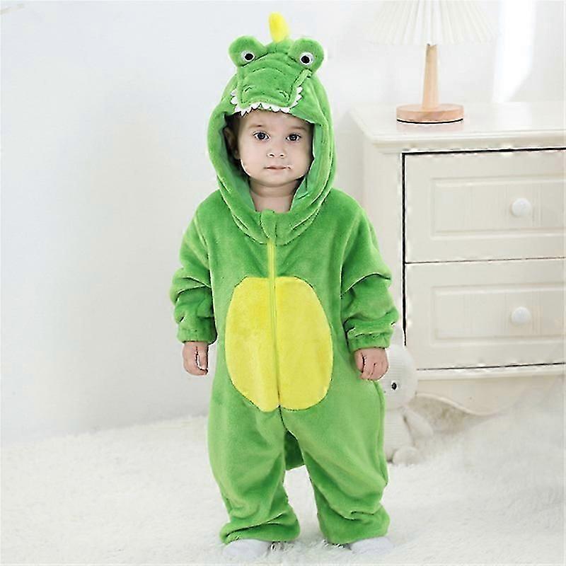 Toddler Infant Crocodile Costume Flannel Hooded Onesies Soft Animal Romper Outfits Gift