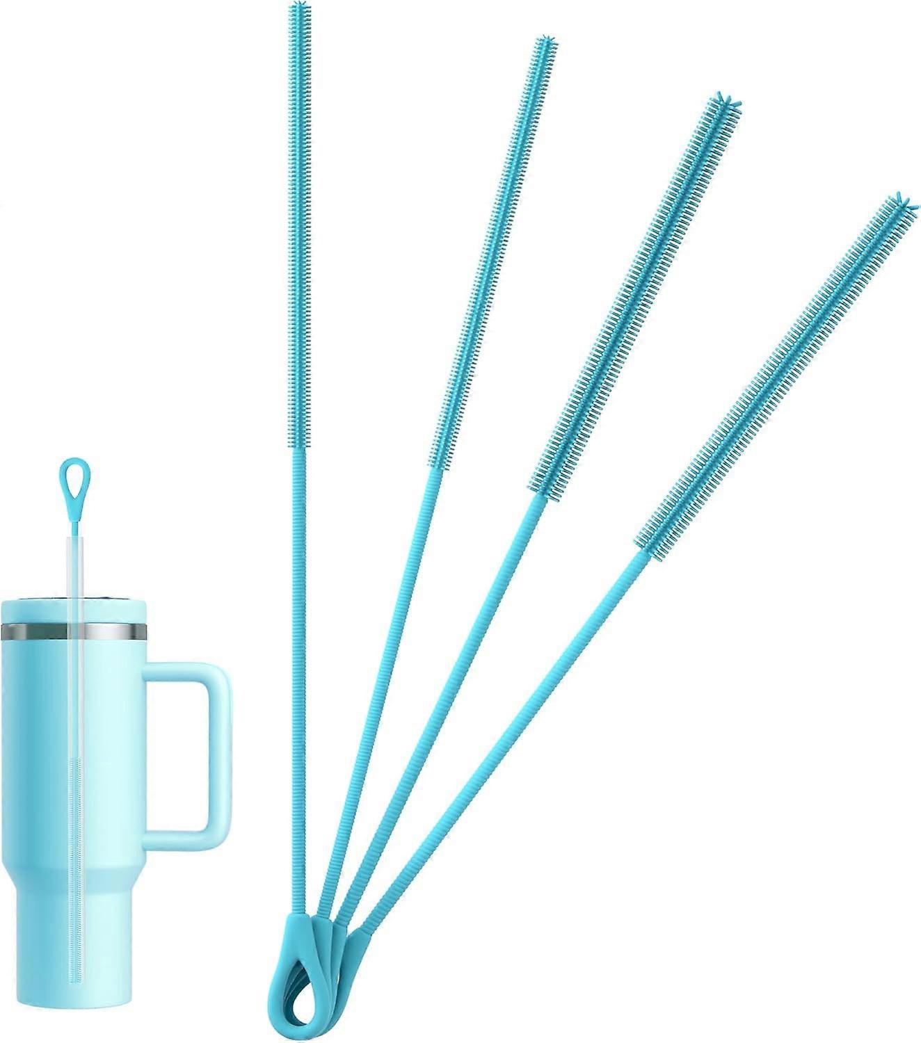4pcs silicone straw cleaning brush, reusable, bendable, dishwasher-safe