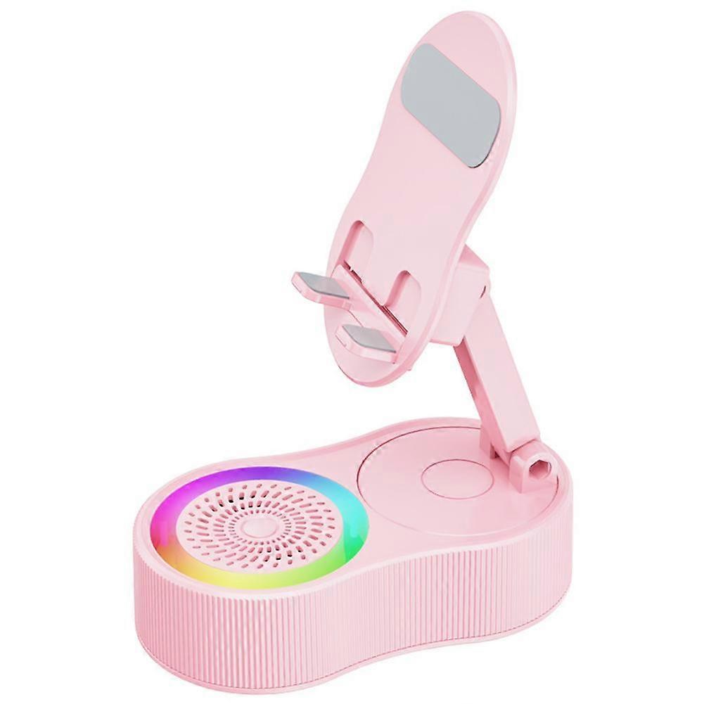 Inductive Audio Stand Wireless Charging Speaker with 360° RGB Lights 5000mAh Power Bank Stable Tablet Holder for Home Office