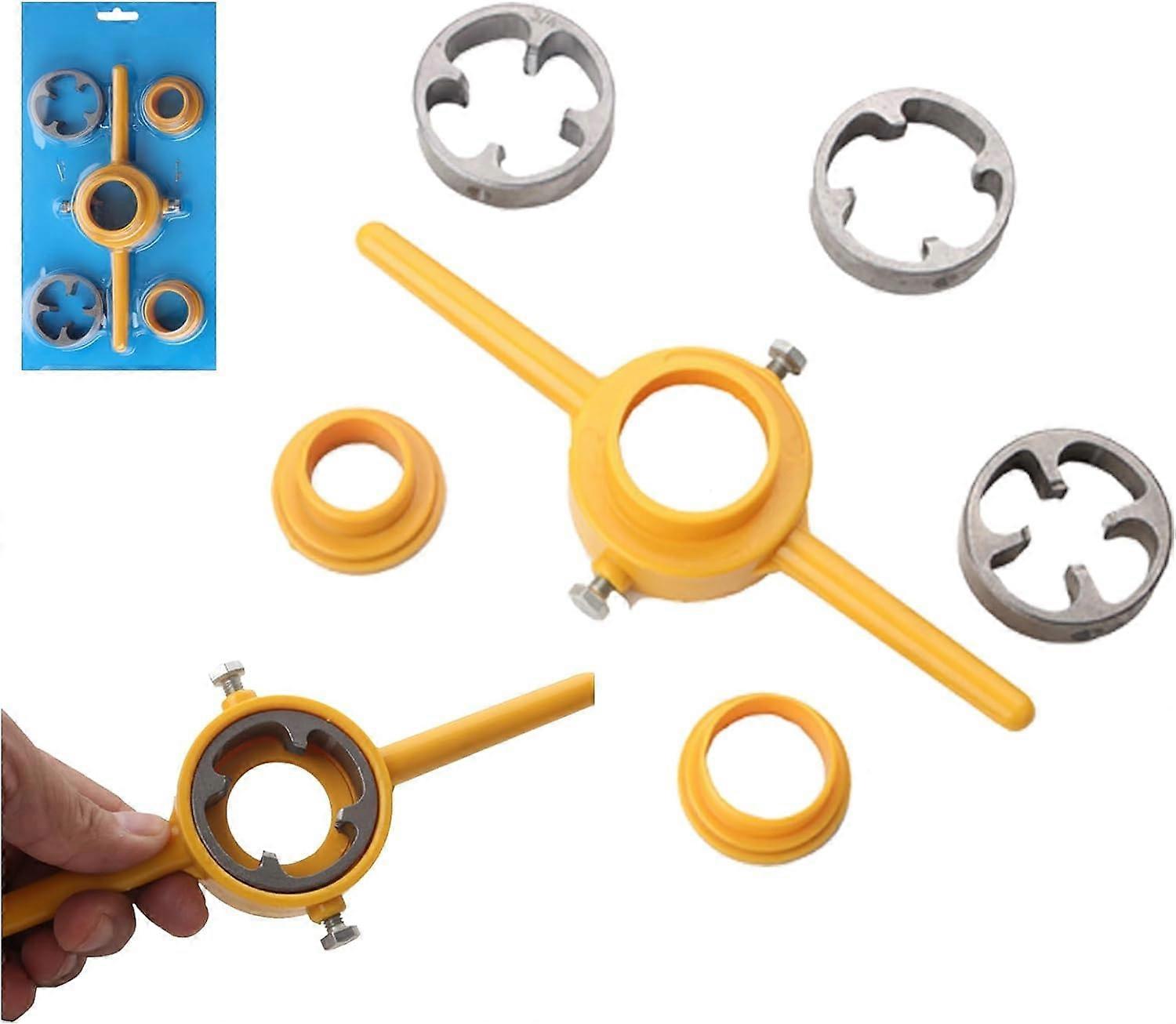 Plastic Pipe Thread Set - 6 Piece Plastic Water Pipe Die Set with 1/2", 3/4", 1" Round Dies for PVC Threading and Pipe Threading