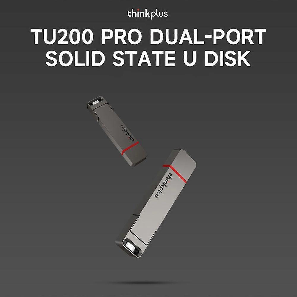 thinkplus TU200 Pro 256GB USB3.2/Type-C Dual-port Portable Solid State U Disk Metal USB Flash Drive High-speed Transmission Grey