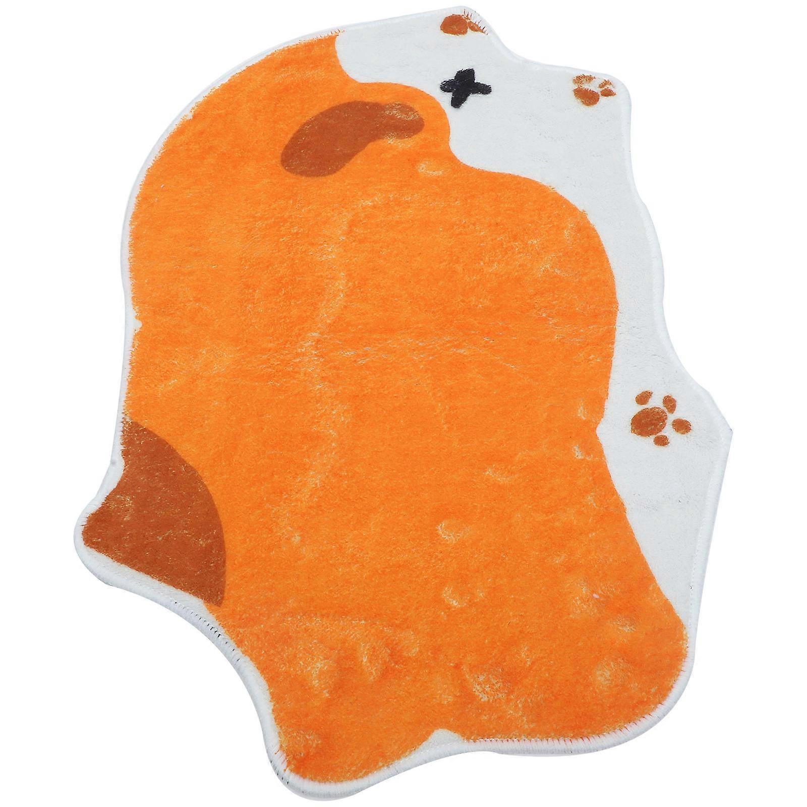 Cartoon Cat Bedroom Carpet Non-Skid Floor Mat Bathroom Kitchen Home Decor Orange Imitation Wool Quick-Drying 1Pcs