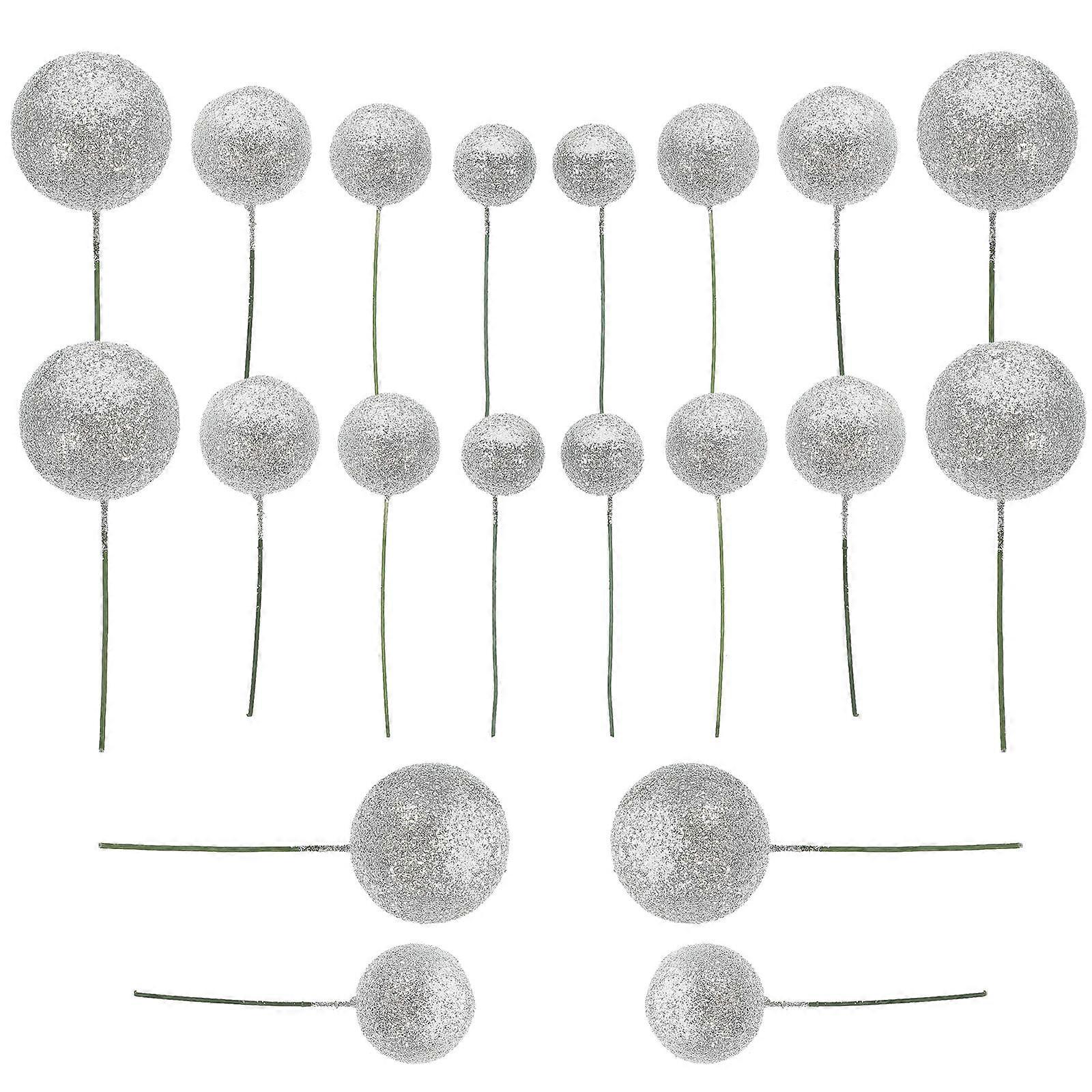 Cake Decoration Silver Ball Shape Cake Topper for 20Pcs Use