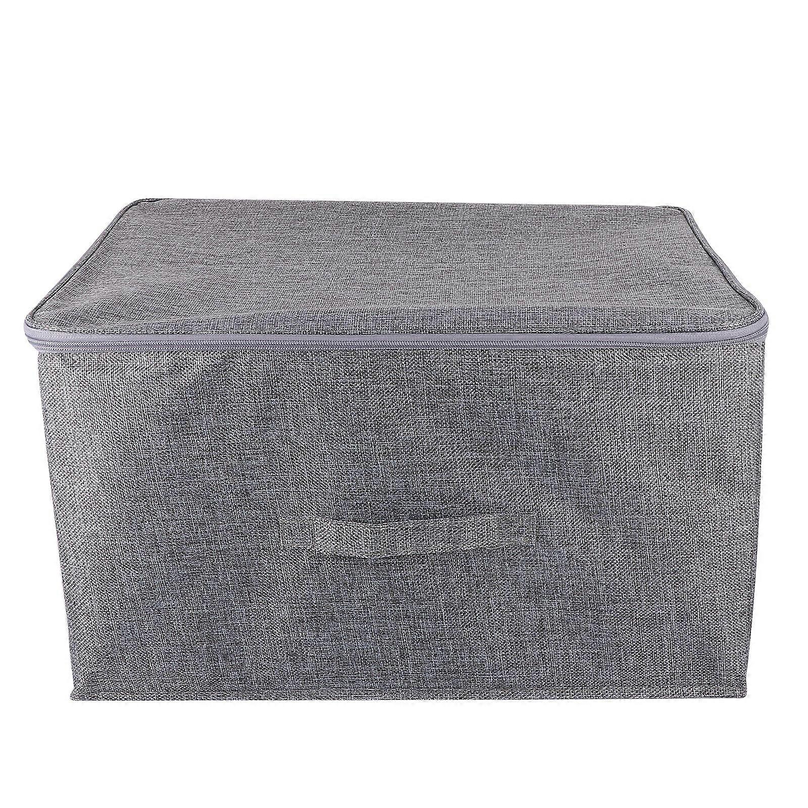 Optimized Title: Large Capacity Grey Fabric Storage Box with Zip Lid for Closet, Attic, and Shelf Organization – Holds Seasonal Clothes, Books, and