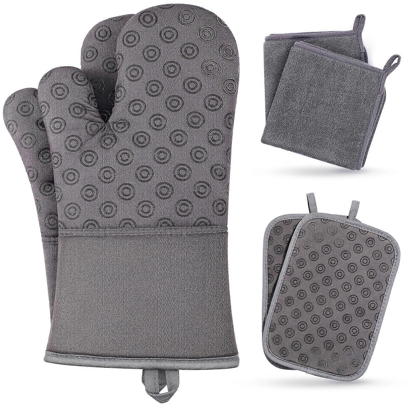Non-Slip Oven Mitt and Pot Holder Set for Baking with Pair Included