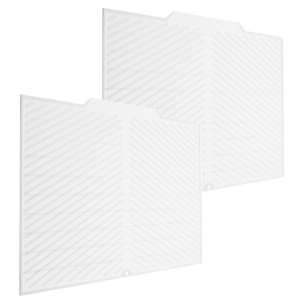 Non Slip Silicone Dish Drying Mats with Raised Grooves, Heat Resistant Kitchen Counter Protectors & Trivets for Dishes, Cups, and Tableware