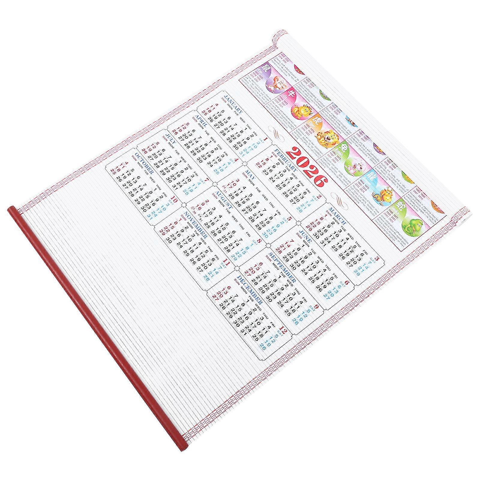 Traditional Horse Year Wall Calendar Rattan Scroll Calendar for Home Or Office Paper Assorted Color 1Set