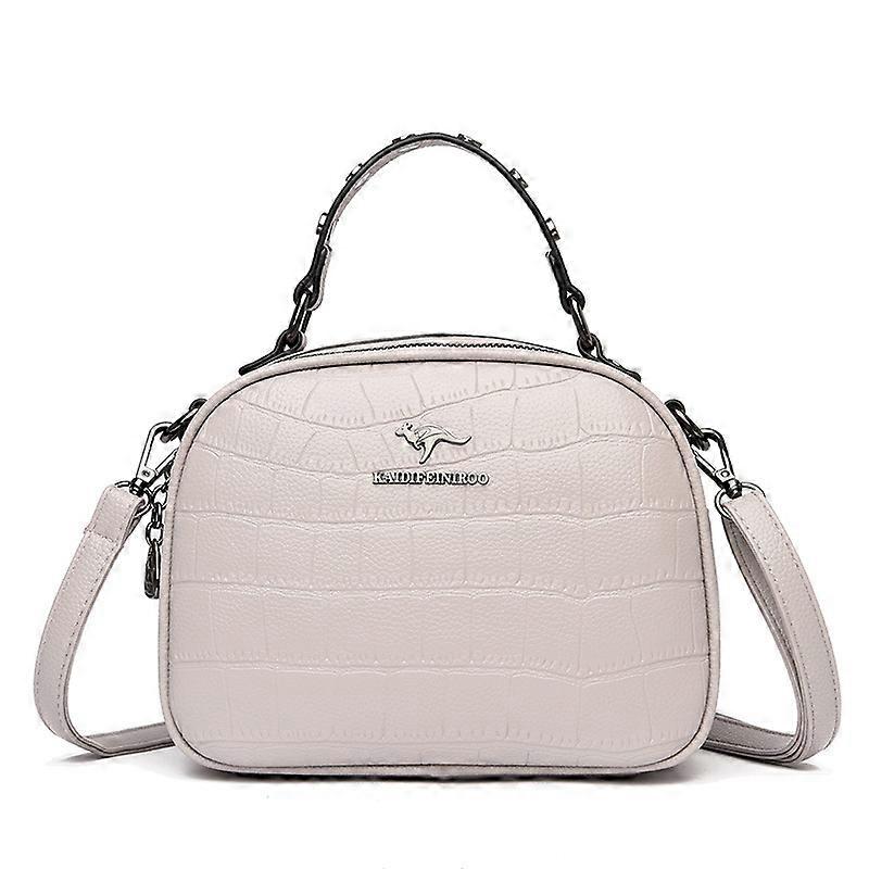 Medium-sized small round crocodile-embossed PU bag with European and American retro style for classified storage