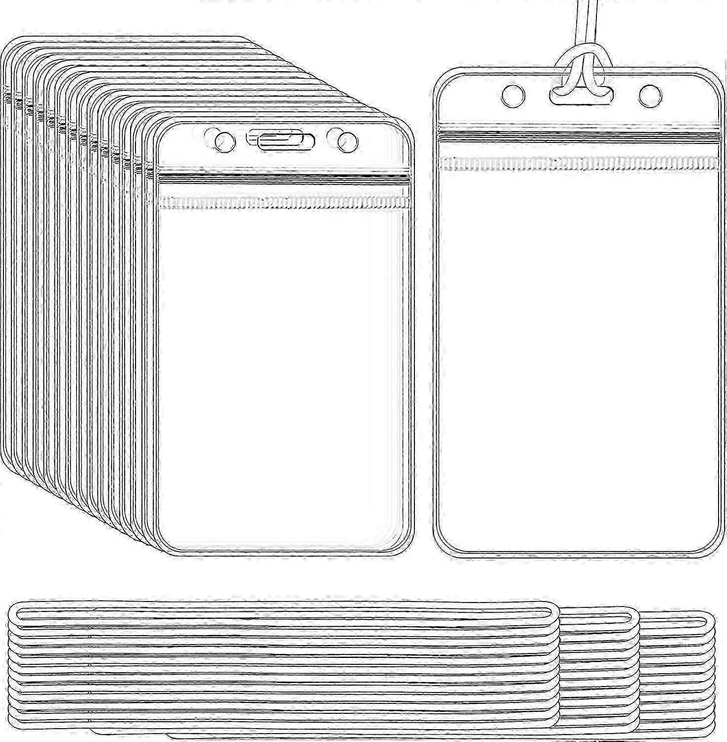 50-Piece Clear Plastic Luggage Tag Holders with 50 Pack of Loop Straps for Office and Business Use