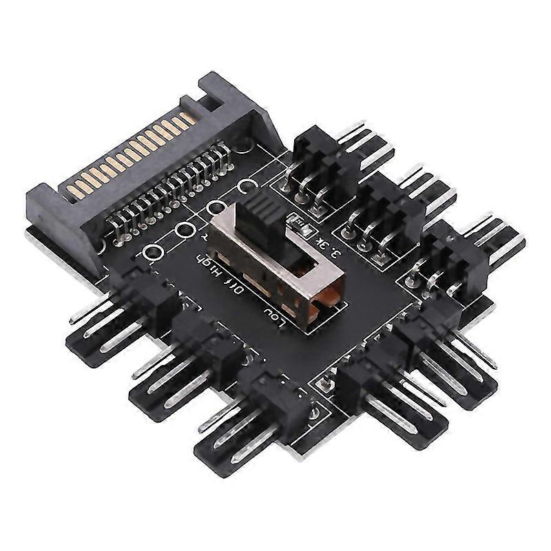 For Multi Way Cooling Fan Hub Sata 1 To 8 3pin 12v Power Socket Adapter