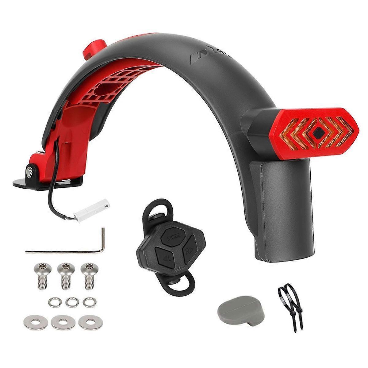 Mudguard with Turn Tail Light Tire Splash Mudguard Protection Parts for M365 Pro 1S Mi3 Scooters Gray Red Kit