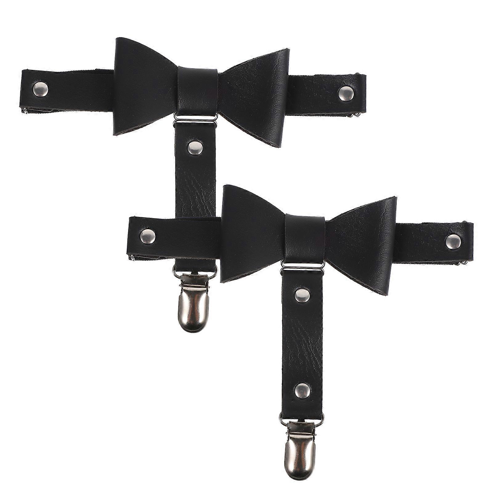 Bowknot Adjustable Suspenders Garters for Socks Leg Ring Use 2Pcs Black