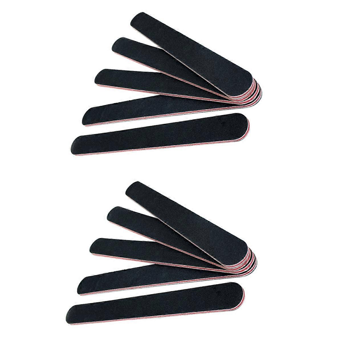 10PCS Mini Black Double-Sided Nail File with Sandpaper Strips for Nail Buffing and Smoothing