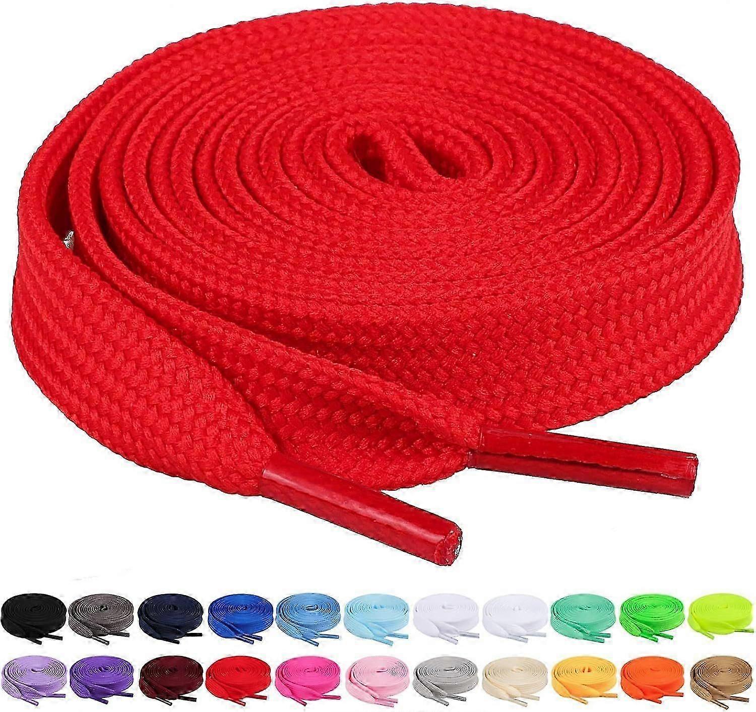 2 Pairs 2/5" Flat Shoe Laces for Sneakers 26 Colors Shoelaces in 27"-72" Red(2